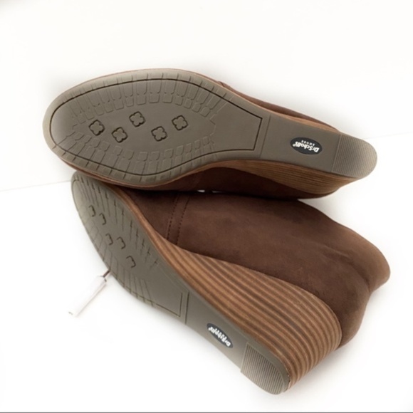 Dr. Scholl’s Dakota Wedge Booties Dark Brown 9.5 Faux Suede Vegan - Picture 7 of 9